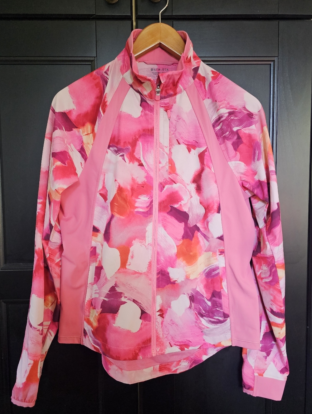 Athleta Run With It Track Jacket In Pink Petals Print- XS
